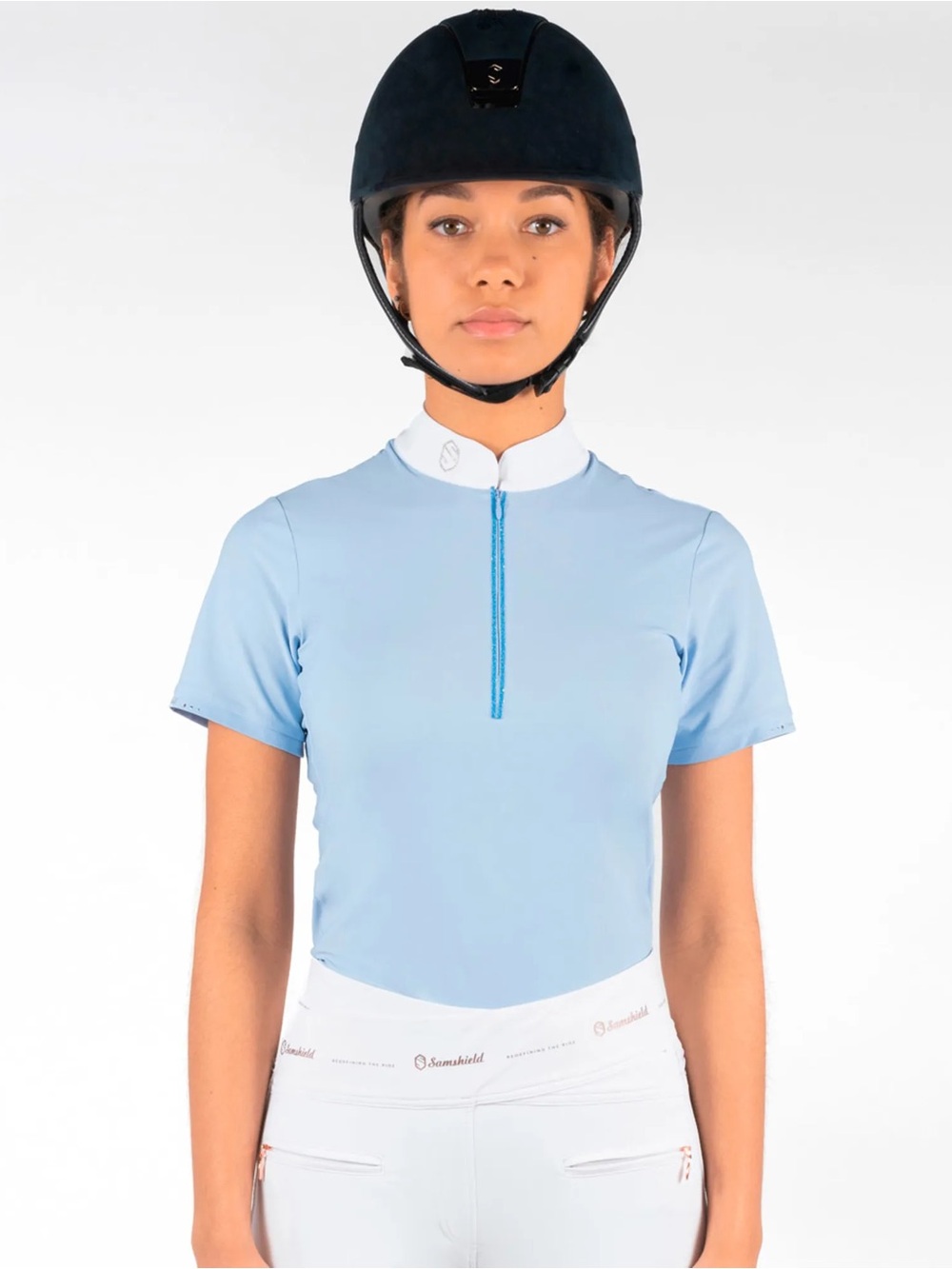 Samshield Aloise Short Sleeve Equestrian Competition Shirt - Powder Blue